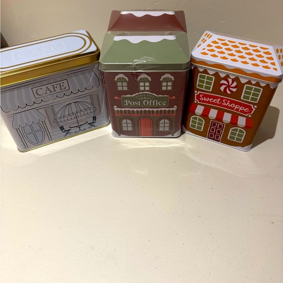 Set of 4 “village” tins-use alone or together- all are BRAND NEW! See pic 4 more - Picture 1 of 16